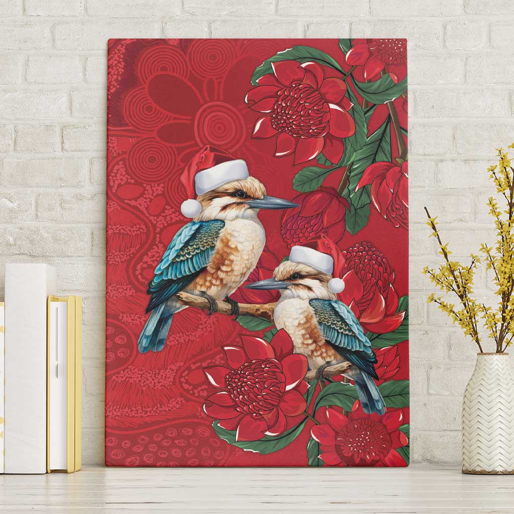 Aussie Kokaburra Waratah Christmas Canvas Wall Art Aboriginal Dots Painting - Aussie Hoodie