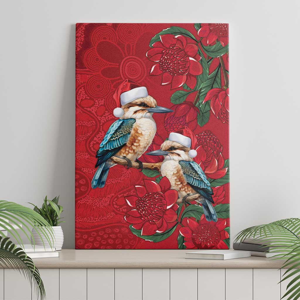 Aussie Kokaburra Waratah Christmas Canvas Wall Art Aboriginal Dots Painting - Aussie Hoodie