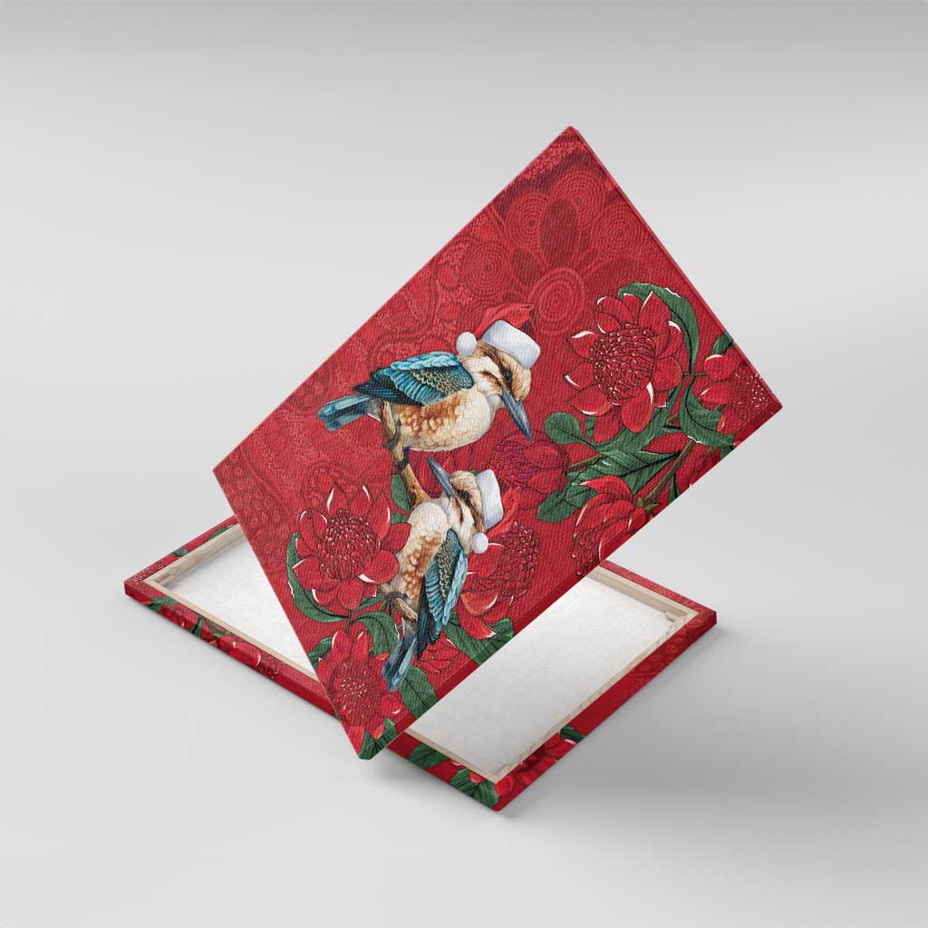 Aussie Kokaburra Waratah Christmas Canvas Wall Art Aboriginal Dots Painting - Aussie Hoodie