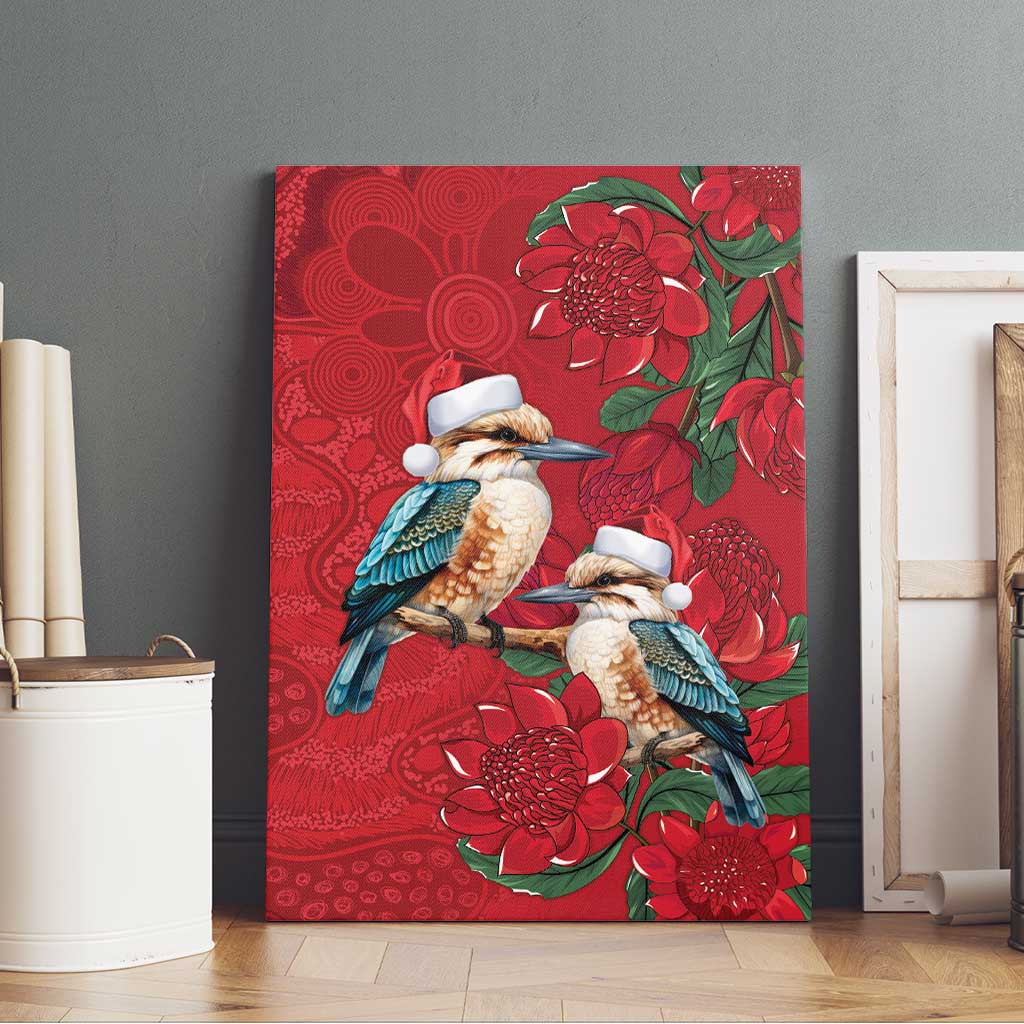 Aussie Kokaburra Waratah Christmas Canvas Wall Art Aboriginal Dots Painting - Aussie Hoodie