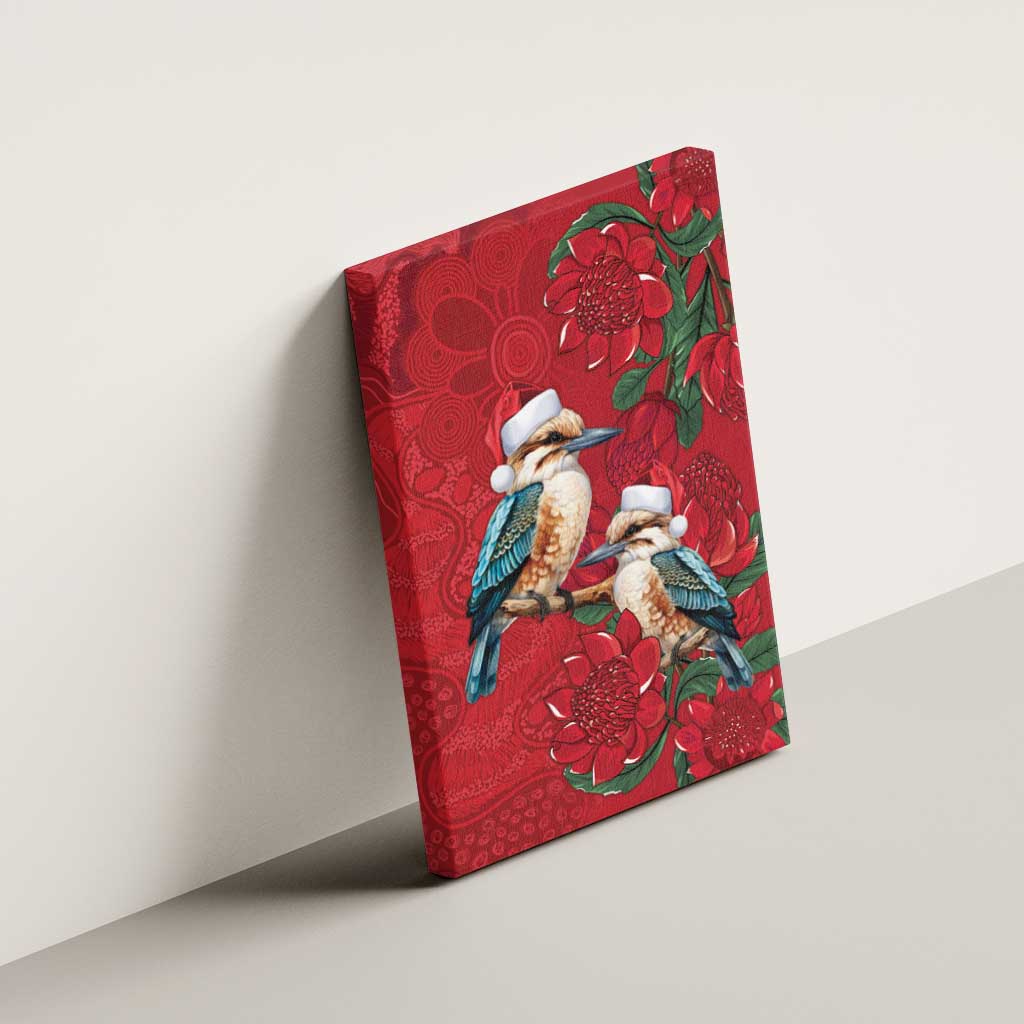 Aussie Kokaburra Waratah Christmas Canvas Wall Art Aboriginal Dots Painting - Aussie Hoodie