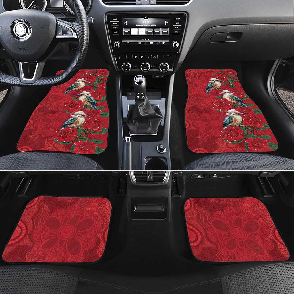 Aussie Kokaburra Waratah Christmas Car Mats Aboriginal Dots Painting - Aussie Hoodie