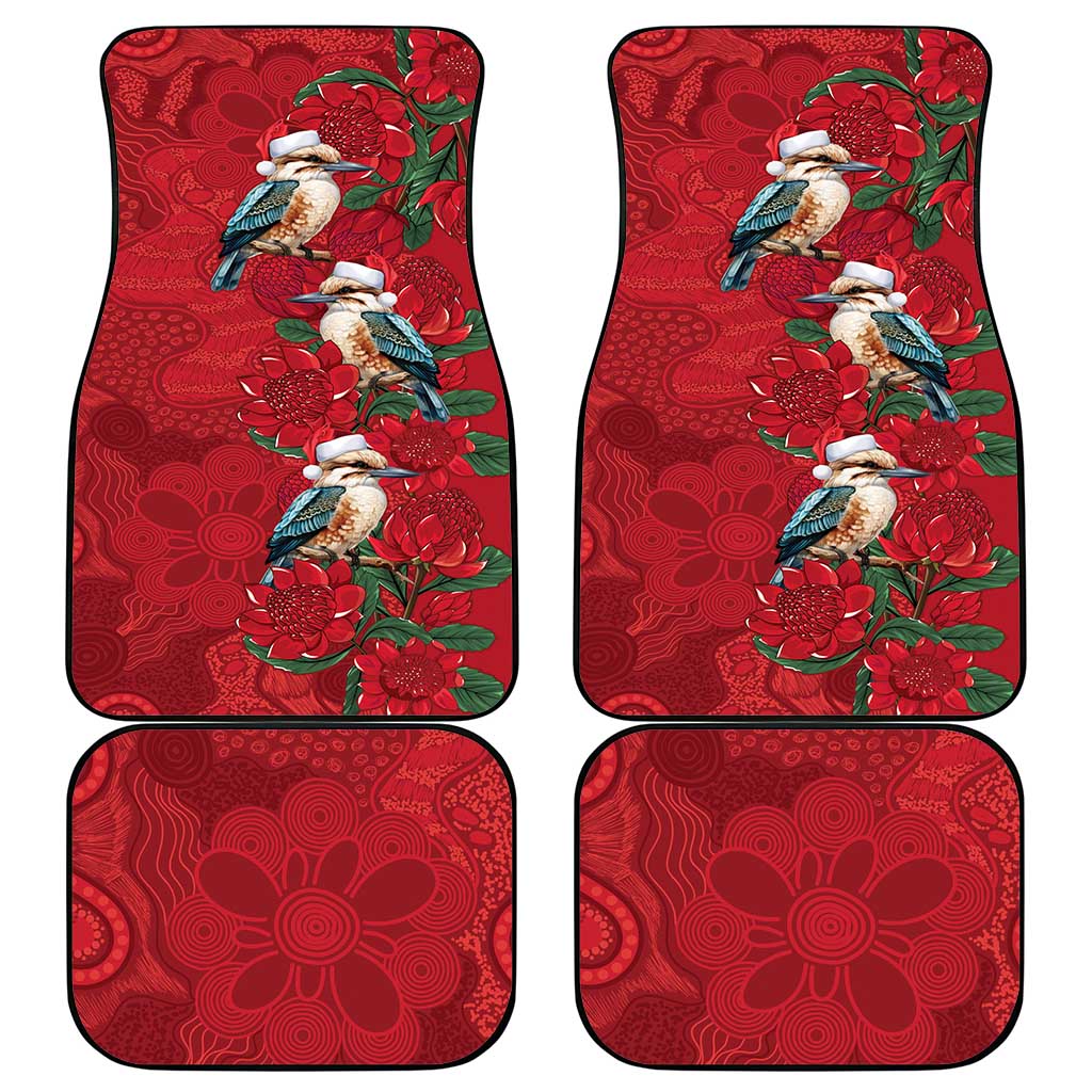 Aussie Kokaburra Waratah Christmas Car Mats Aboriginal Dots Painting - Aussie Hoodie