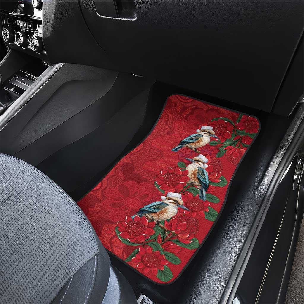 Aussie Kokaburra Waratah Christmas Car Mats Aboriginal Dots Painting - Aussie Hoodie