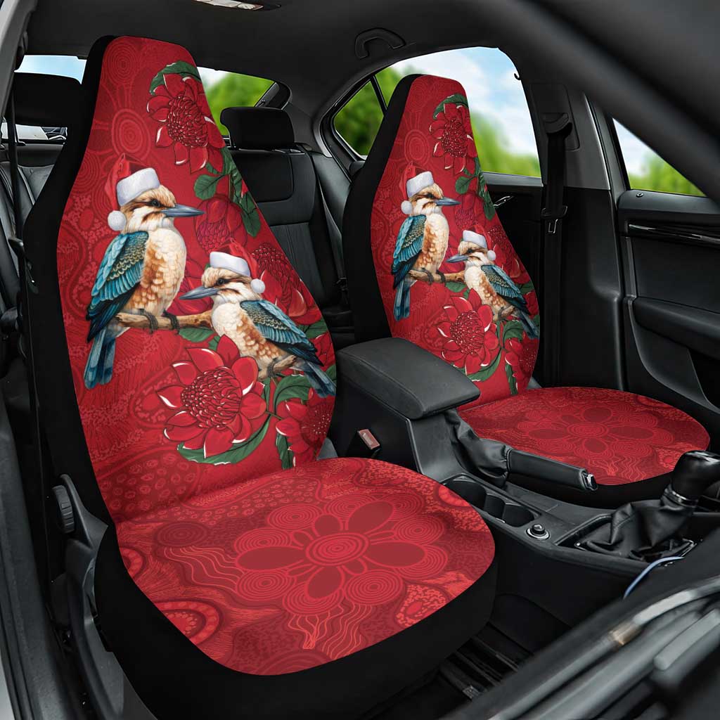 Aussie Kokaburra Waratah Christmas Car Seat Cover Aboriginal Dots Painting - Aussie Hoodie