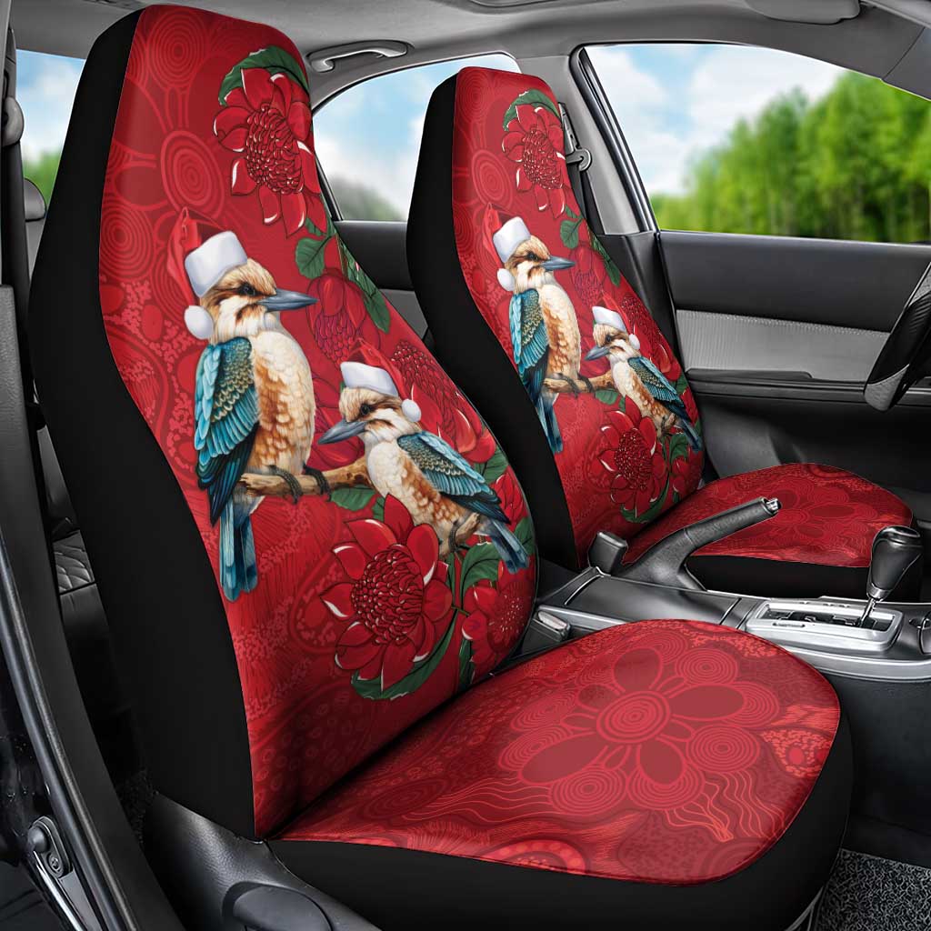 Aussie Kokaburra Waratah Christmas Car Seat Cover Aboriginal Dots Painting - Aussie Hoodie