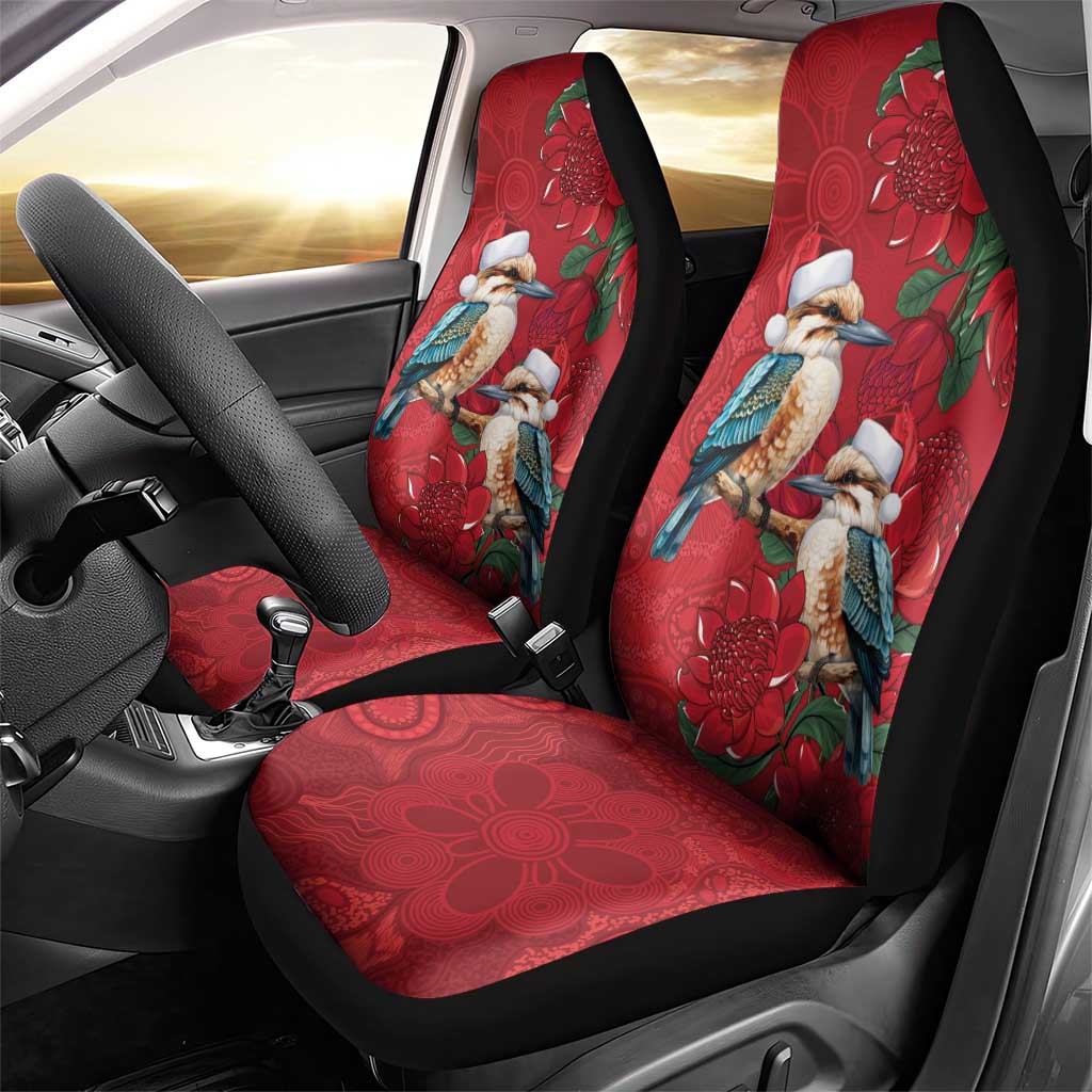Aussie Kokaburra Waratah Christmas Car Seat Cover Aboriginal Dots Painting - Aussie Hoodie