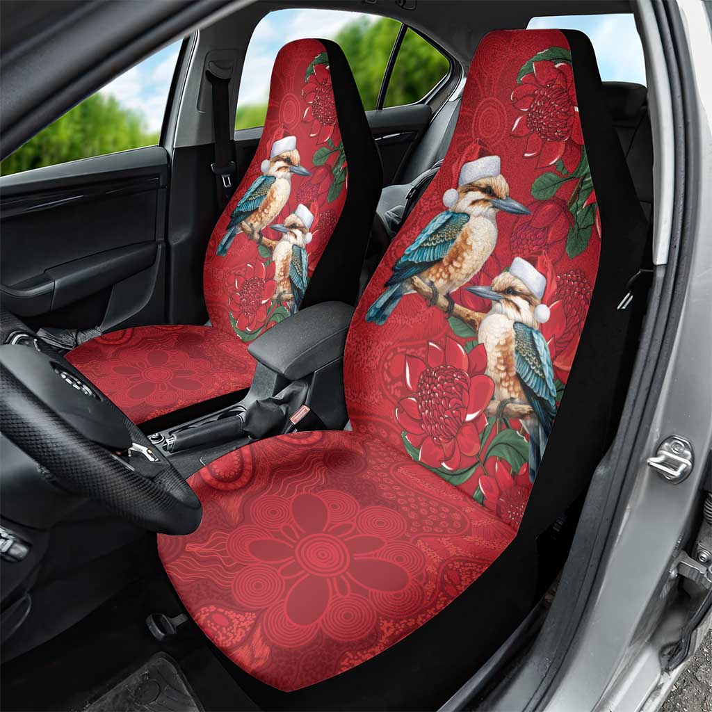 Aussie Kokaburra Waratah Christmas Car Seat Cover Aboriginal Dots Painting - Aussie Hoodie