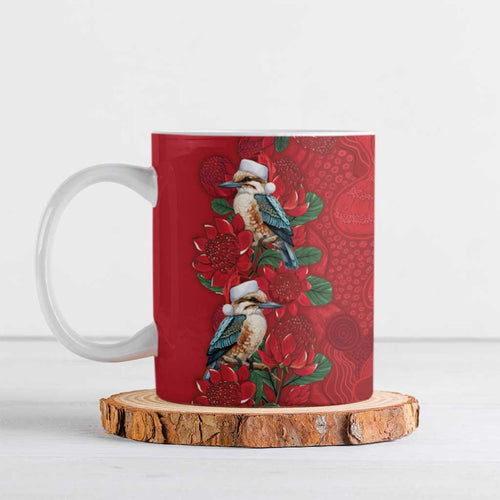 Aussie Kokaburra Waratah Christmas Ceramic Mug Aboriginal Dots Painting - Aussie Hoodie