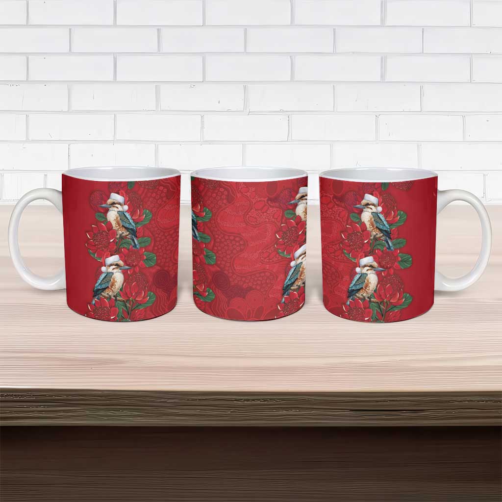 Aussie Kokaburra Waratah Christmas Ceramic Mug Aboriginal Dots Painting - Aussie Hoodie