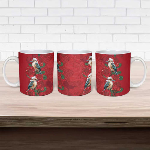 Aussie Kokaburra Waratah Christmas Ceramic Mug Aboriginal Dots Painting - Aussie Hoodie