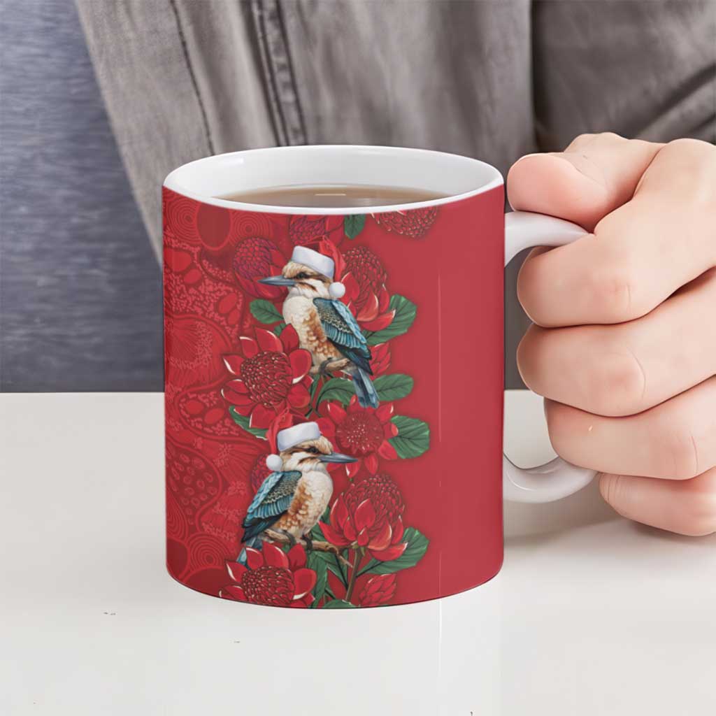 Aussie Kokaburra Waratah Christmas Ceramic Mug Aboriginal Dots Painting - Aussie Hoodie