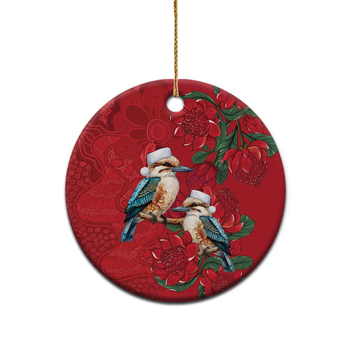 Aussie Kokaburra Waratah Christmas Ceramic Ornament Aboriginal Dots Painting - Aussie Hoodie