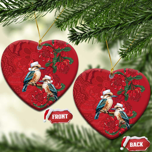 Aussie Kokaburra Waratah Christmas Ceramic Ornament Aboriginal Dots Painting - Aussie Hoodie