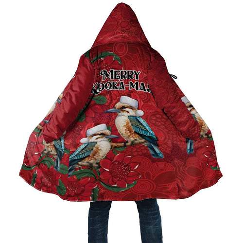 Aussie Kokaburra Waratah Christmas Cloak Aboriginal Dots Painting - Aussie Hoodie