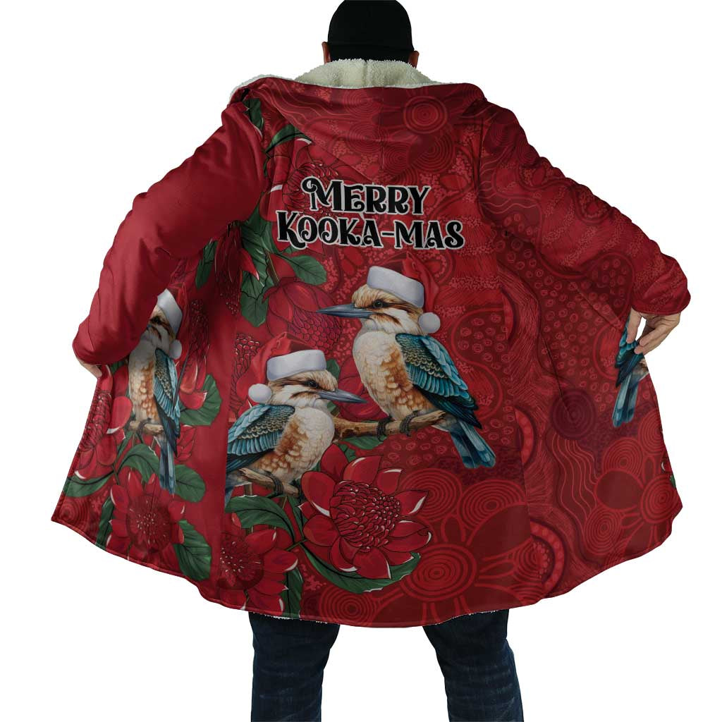Aussie Kokaburra Waratah Christmas Cloak Aboriginal Dots Painting - Aussie Hoodie