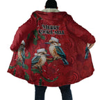 Aussie Kokaburra Waratah Christmas Cloak Aboriginal Dots Painting - Aussie Hoodie
