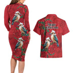 Aussie Kokaburra Waratah Christmas Couples Matching Long Sleeve Bodycon Dress and Hawaiian Shirt Aboriginal Dots Painting - Aussie Hoodie