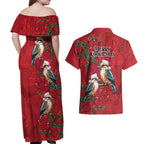 Aussie Kokaburra Waratah Christmas Couples Matching Off Shoulder Maxi Dress and Hawaiian Shirt Aboriginal Dots Painting - Aussie Hoodie