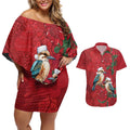 Aussie Kokaburra Waratah Christmas Couples Matching Off Shoulder Short Dress and Hawaiian Shirt Aboriginal Dots Painting - Aussie Hoodie