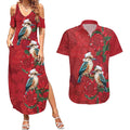 Aussie Kokaburra Waratah Christmas Couples Matching Summer Maxi Dress and Hawaiian Shirt Aboriginal Dots Painting - Aussie Hoodie