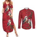 Aussie Kokaburra Waratah Christmas Couples Matching Summer Maxi Dress and Long Sleeve Button Shirt Aboriginal Dots Painting - Aussie Hoodie