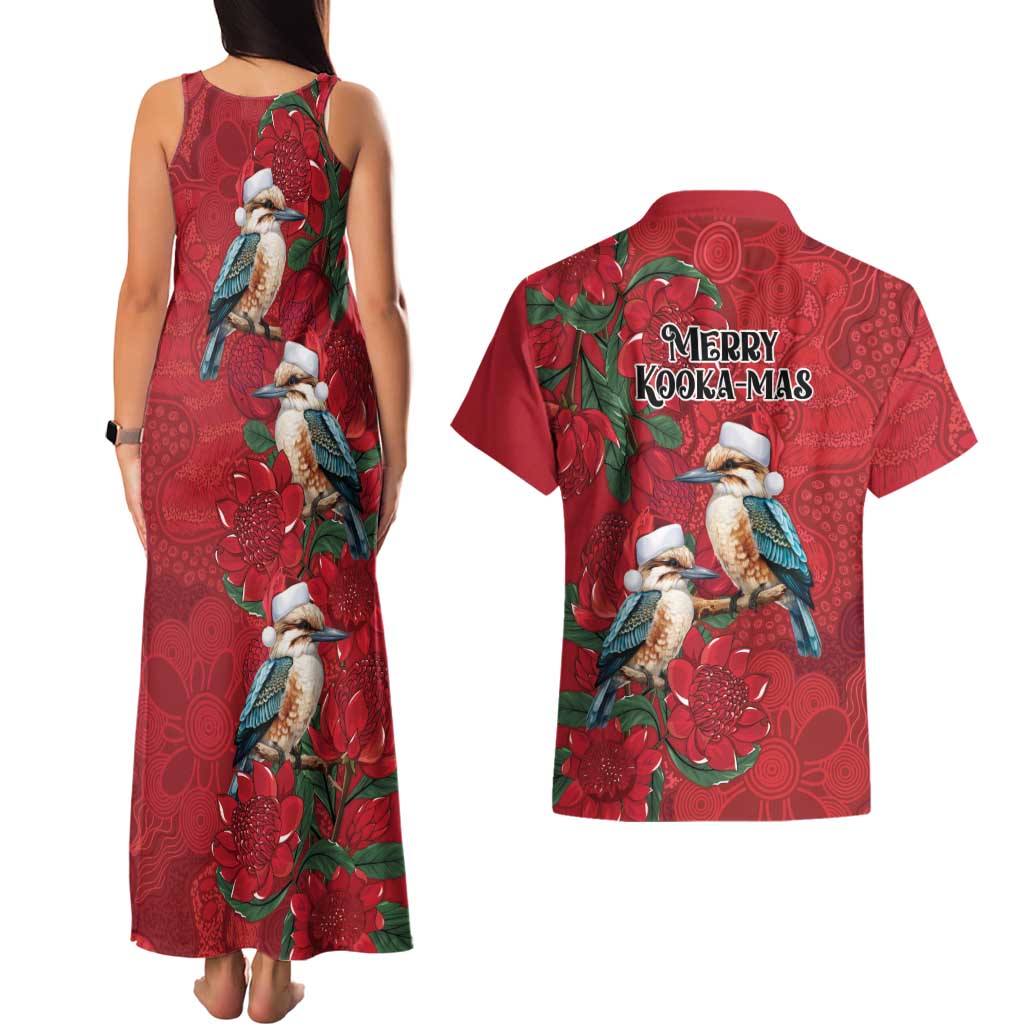Aussie Kokaburra Waratah Christmas Couples Matching Tank Maxi Dress and Hawaiian Shirt Aboriginal Dots Painting - Aussie Hoodie