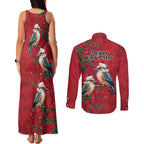 Aussie Kokaburra Waratah Christmas Couples Matching Tank Maxi Dress and Long Sleeve Button Shirt Aboriginal Dots Painting - Aussie Hoodie