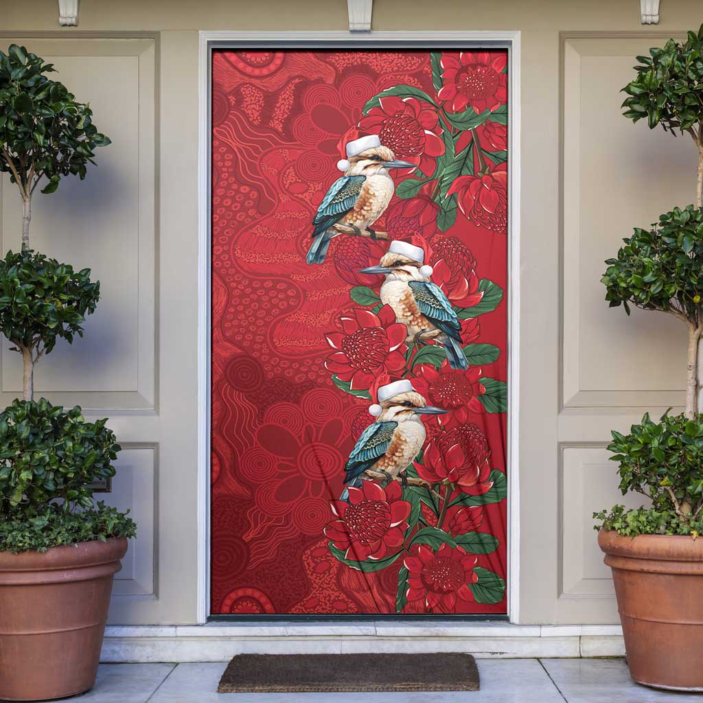 Aussie Kokaburra Waratah Christmas Door Cover Aboriginal Dots Painting - Aussie Hoodie