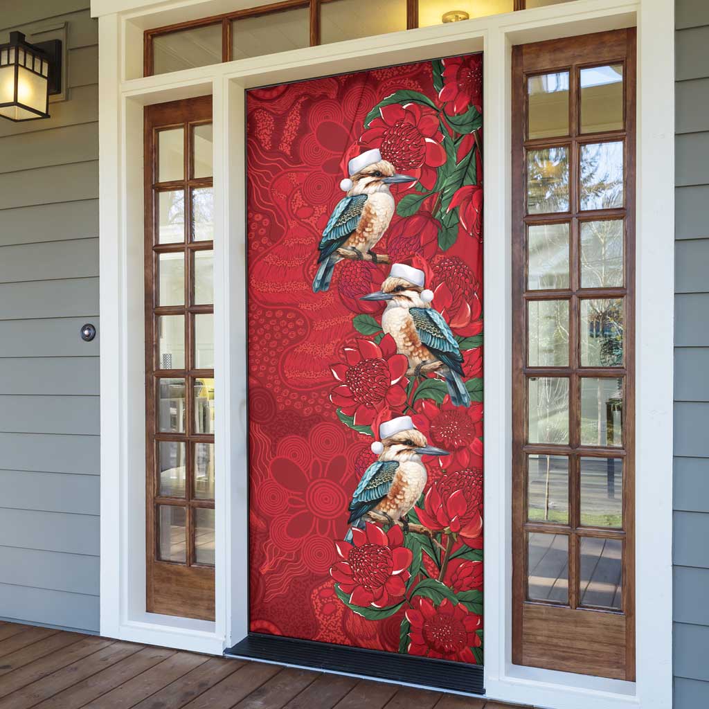 Aussie Kokaburra Waratah Christmas Door Cover Aboriginal Dots Painting - Aussie Hoodie