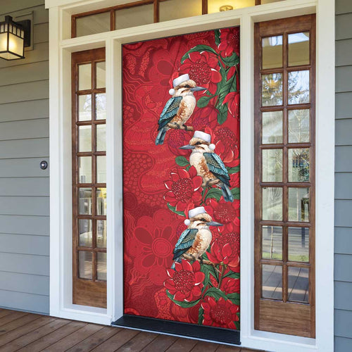 Aussie Kokaburra Waratah Christmas Door Cover Aboriginal Dots Painting - Aussie Hoodie
