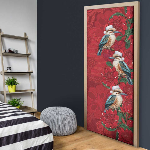 Aussie Kokaburra Waratah Christmas Door Cover Aboriginal Dots Painting - Aussie Hoodie