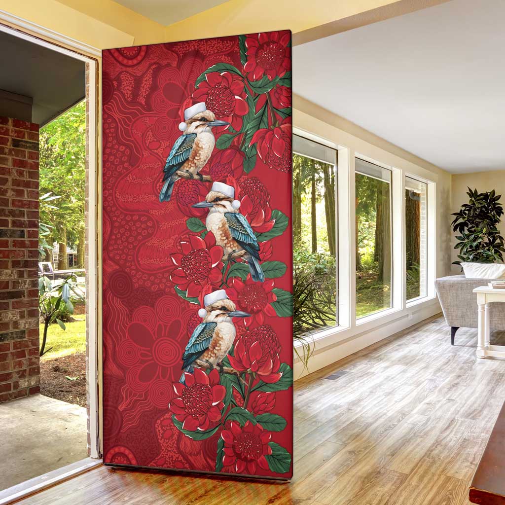 Aussie Kokaburra Waratah Christmas Door Cover Aboriginal Dots Painting - Aussie Hoodie