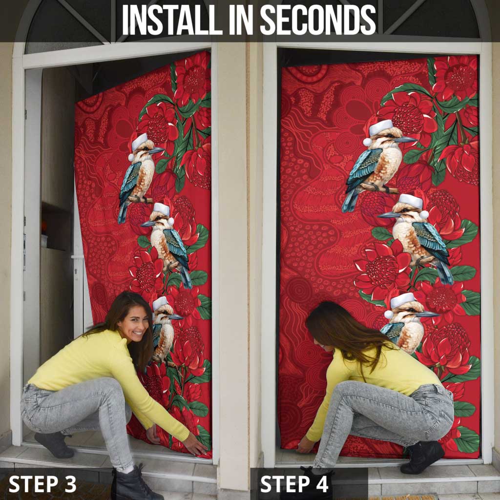 Aussie Kokaburra Waratah Christmas Door Cover Aboriginal Dots Painting - Aussie Hoodie