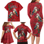 Aussie Kokaburra Waratah Christmas Family Matching Long Sleeve Bodycon Dress and Hawaiian Shirt Aboriginal Dots Painting - Aussie Hoodie