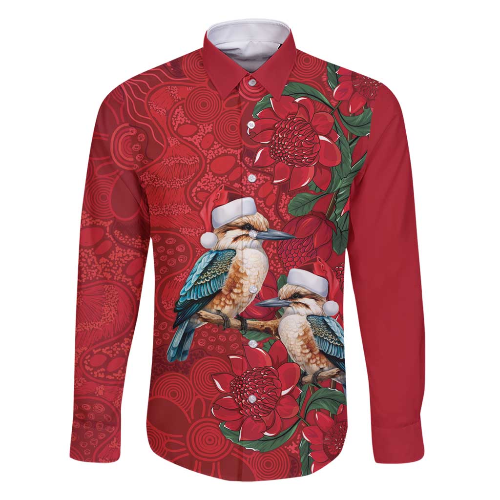 Aussie Kokaburra Waratah Christmas Family Matching Long Sleeve Bodycon Dress and Hawaiian Shirt Aboriginal Dots Painting - Aussie Hoodie