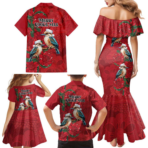 Aussie Kokaburra Waratah Christmas Family Matching Mermaid Dress and Hawaiian Shirt Aboriginal Dots Painting - Aussie Hoodie