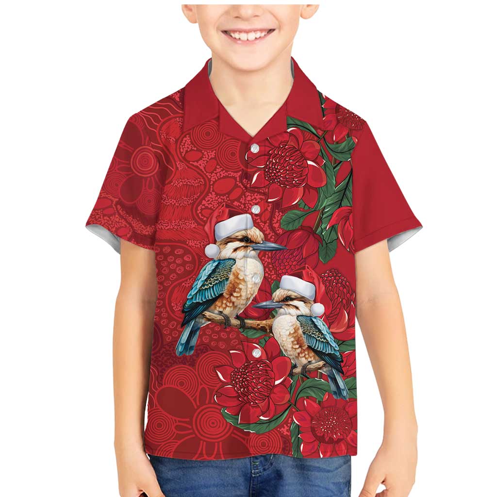 Aussie Kokaburra Waratah Christmas Family Matching Mermaid Dress and Hawaiian Shirt Aboriginal Dots Painting - Aussie Hoodie