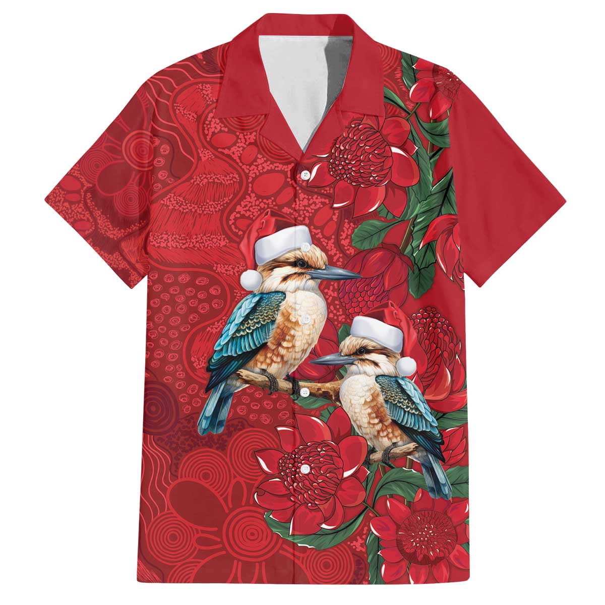 Aussie Kokaburra Waratah Christmas Family Matching Off The Shoulder Long Sleeve Dress and Hawaiian Shirt Aboriginal Dots Painting - Aussie Hoodie