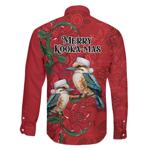 Aussie Kokaburra Waratah Christmas Family Matching Off The Shoulder Long Sleeve Dress and Hawaiian Shirt Aboriginal Dots Painting - Aussie Hoodie
