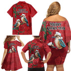 Aussie Kokaburra Waratah Christmas Family Matching Off Shoulder Short Dress and Hawaiian Shirt Aboriginal Dots Painting - Aussie Hoodie