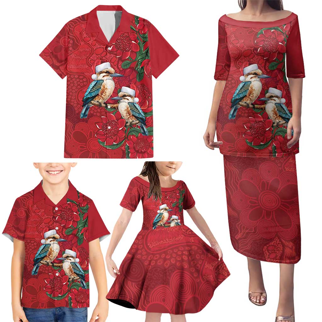 Aussie Kokaburra Waratah Christmas Family Matching Puletasi and Hawaiian Shirt Aboriginal Dots Painting - Aussie Hoodie