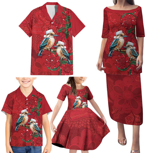 Aussie Kokaburra Waratah Christmas Family Matching Puletasi and Hawaiian Shirt Aboriginal Dots Painting - Aussie Hoodie