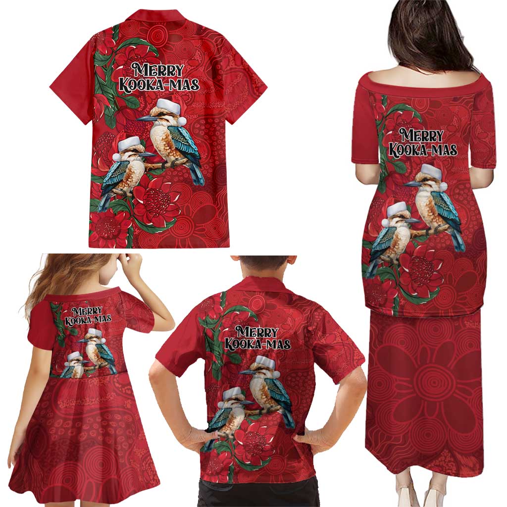 Aussie Kokaburra Waratah Christmas Family Matching Puletasi and Hawaiian Shirt Aboriginal Dots Painting - Aussie Hoodie