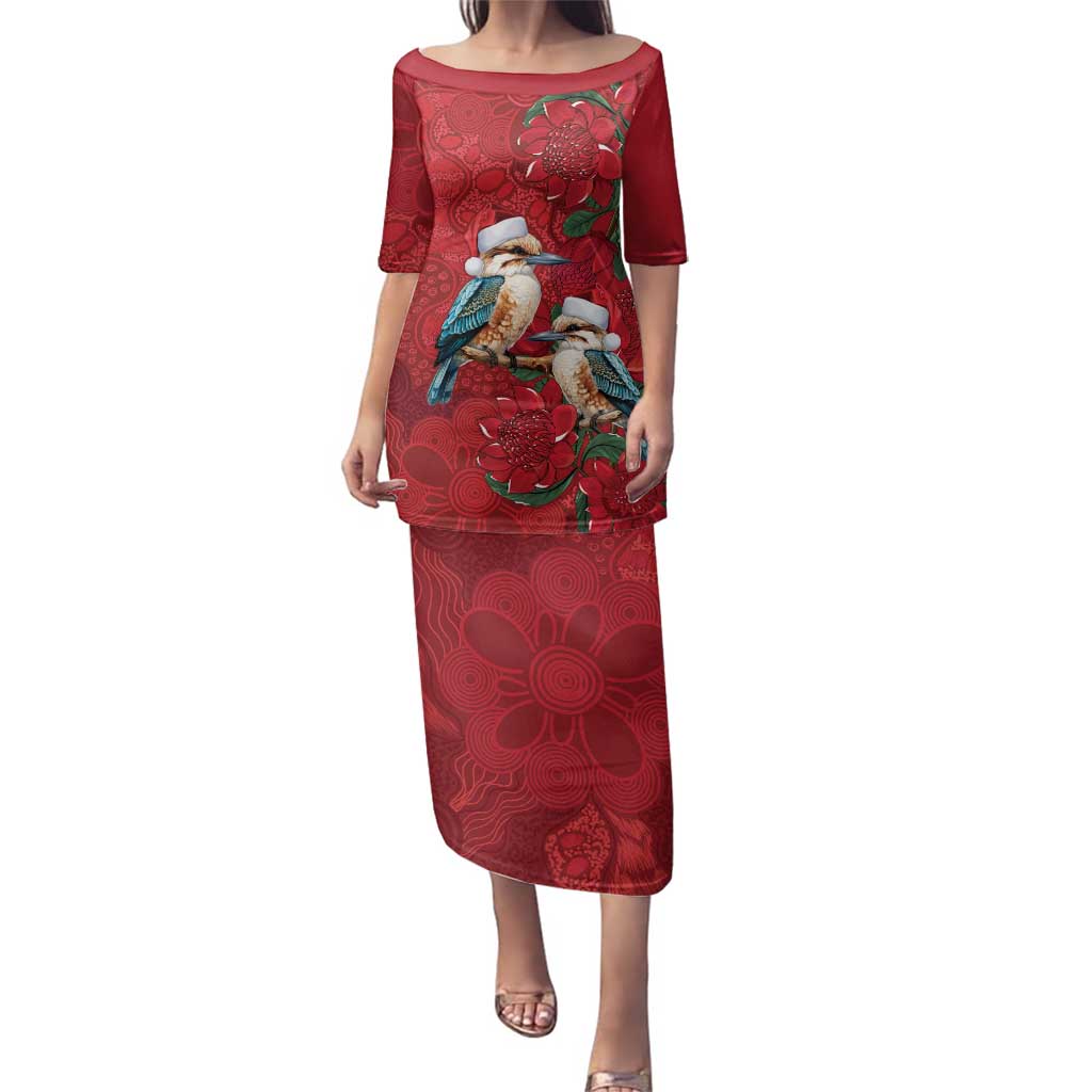 Aussie Kokaburra Waratah Christmas Family Matching Puletasi and Hawaiian Shirt Aboriginal Dots Painting - Aussie Hoodie