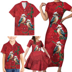 Aussie Kokaburra Waratah Christmas Family Matching Short Sleeve Bodycon Dress and Hawaiian Shirt Aboriginal Dots Painting - Aussie Hoodie