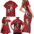 Aussie Kokaburra Waratah Christmas Family Matching Short Sleeve Bodycon Dress and Hawaiian Shirt Aboriginal Dots Painting - Aussie Hoodie