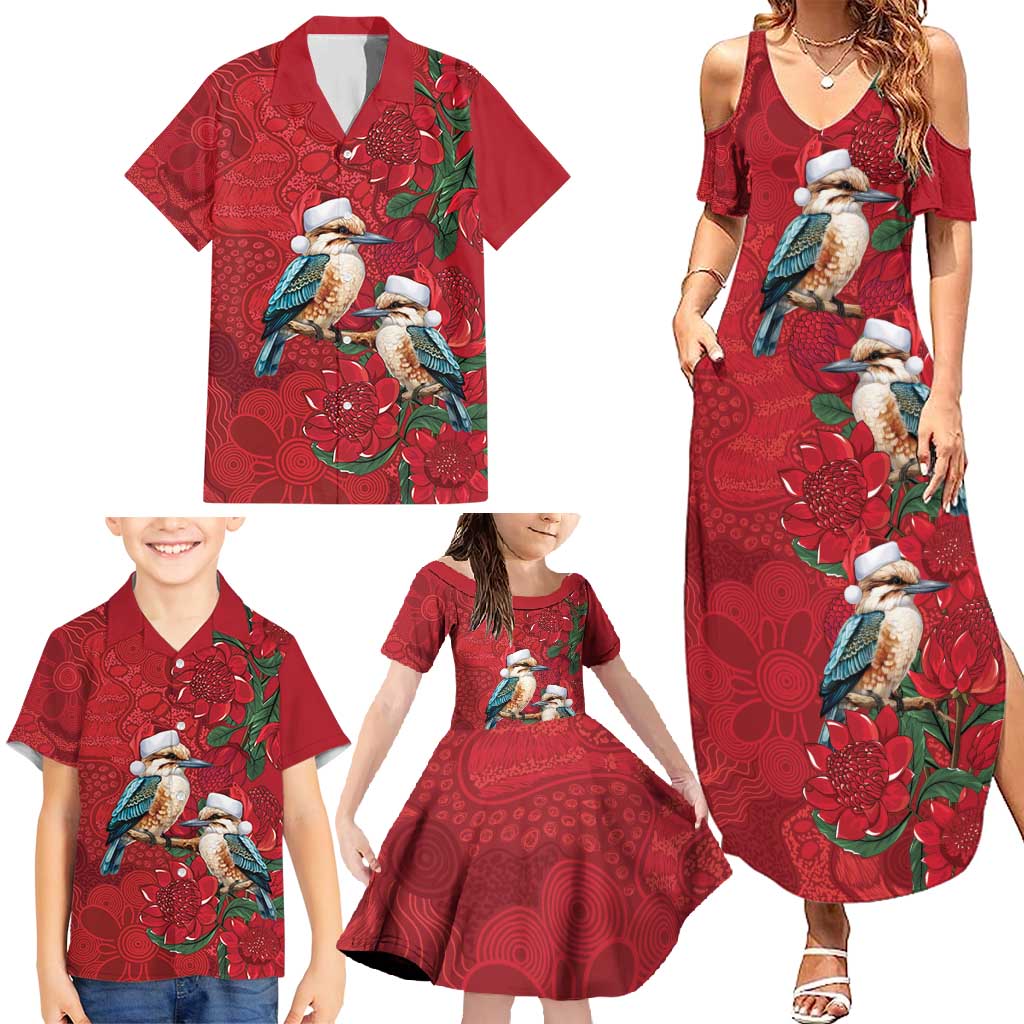 Aussie Kokaburra Waratah Christmas Family Matching Summer Maxi Dress and Hawaiian Shirt Aboriginal Dots Painting - Aussie Hoodie