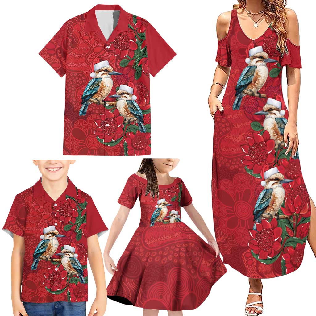Aussie Kokaburra Waratah Christmas Family Matching Summer Maxi Dress and Hawaiian Shirt Aboriginal Dots Painting - Aussie Hoodie