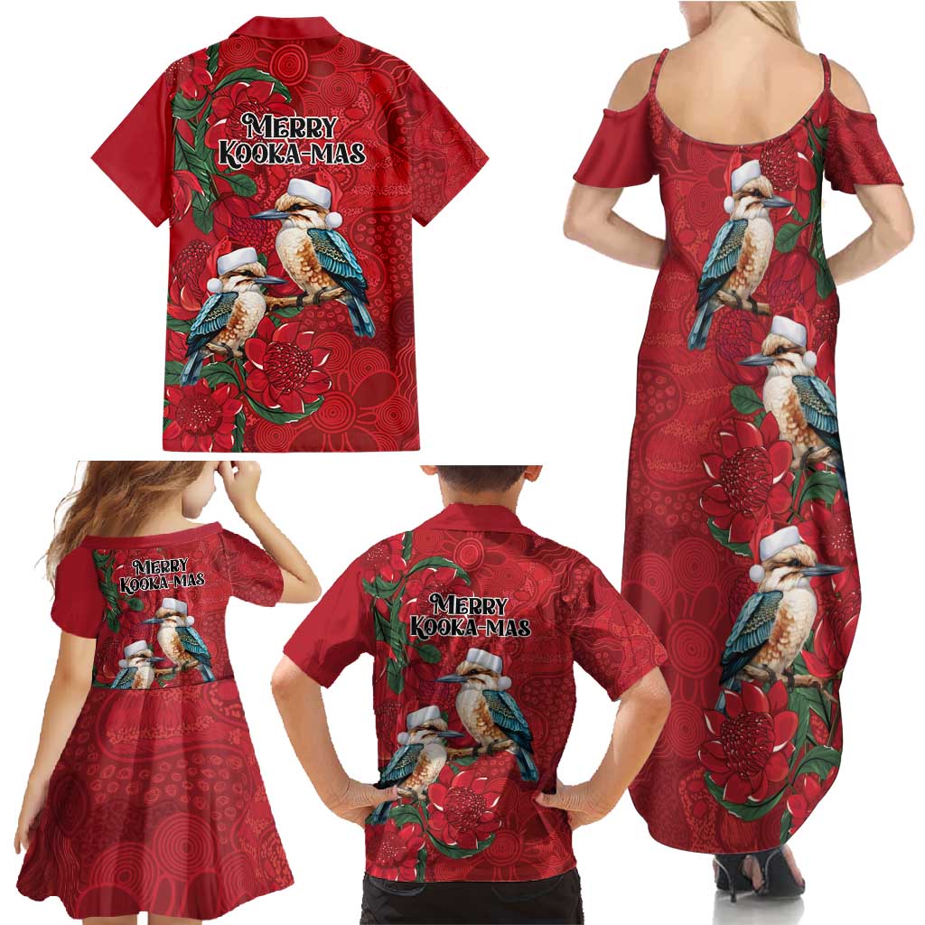 Aussie Kokaburra Waratah Christmas Family Matching Summer Maxi Dress and Hawaiian Shirt Aboriginal Dots Painting - Aussie Hoodie